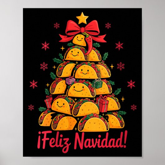 Womens Merry Christmas Tacos Tree Feliz Navidad Me Poster (Vorne)