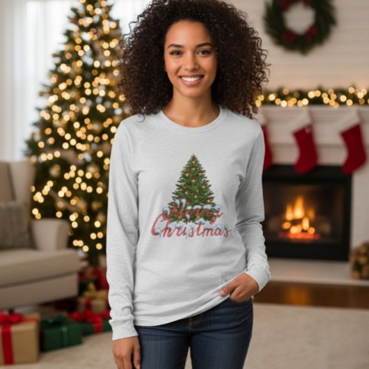Women's Merry Christmas Tree Festive Holiday Shirt