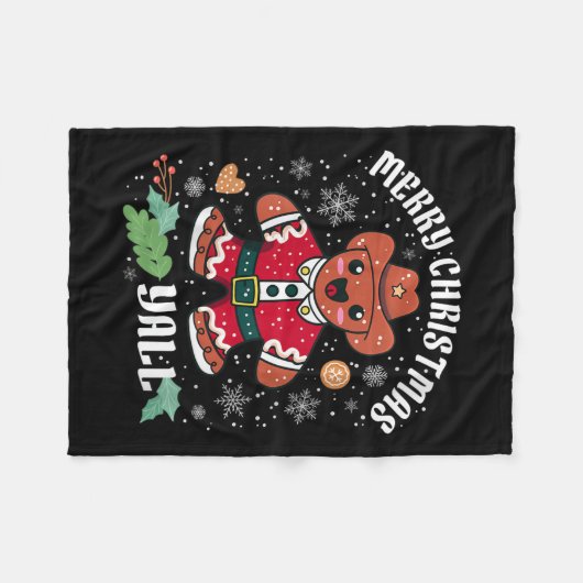 Womens Merry Christmas Yall Christmas Gingerbread Fleecedecke (Vorderseite (Horizontal))