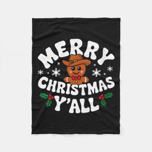 Womens Merry Christmas Yall Gingerbread Cowboy How Fleecedecke (Vorderseite)