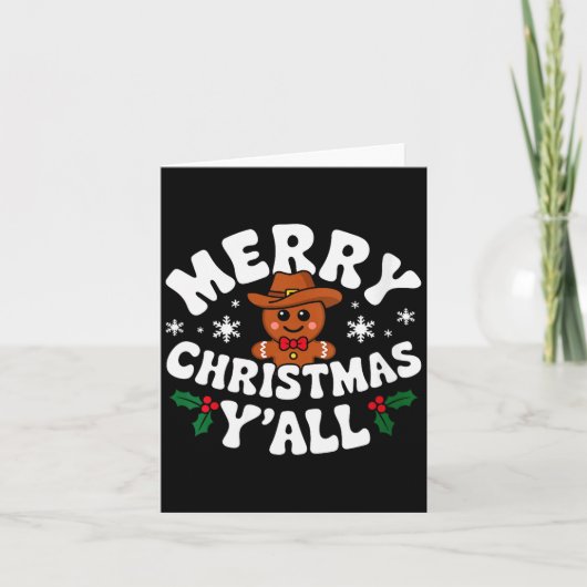 Womens Merry Christmas Yall Gingerbread Cowboy How Karte (Vorderseite)