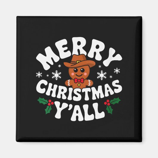 Womens Merry Christmas Yall Gingerbread Cowboy How Magnet (Vorne)
