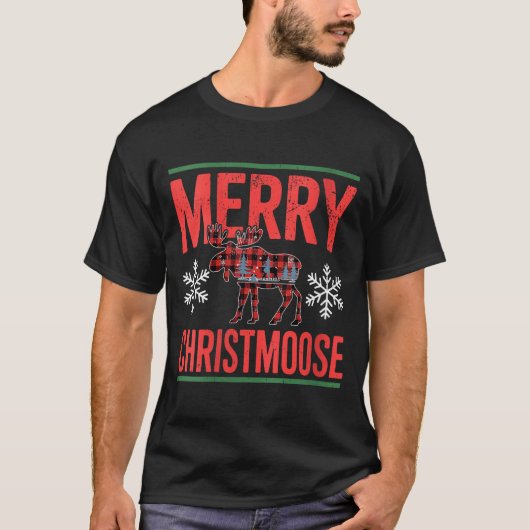 Womens Merry Christmoose Holiday Moose Ugly Sweate T-Shirt (Vorderseite)