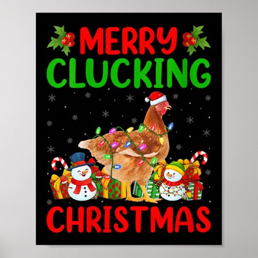 Womens Merry Cluckin Christmas Funny Farm Animal C Poster (Vorne)