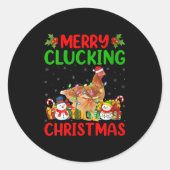 Womens Merry Cluckin Christmas Funny Farm Animal C Runder Aufkleber (Vorderseite)