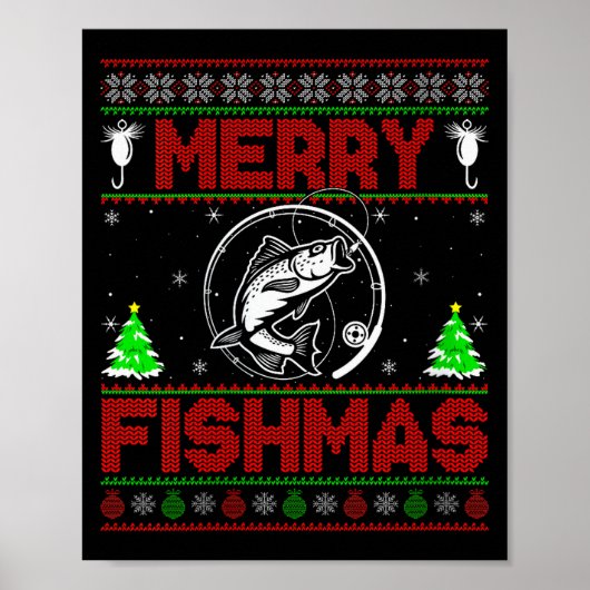 Womens Merry Fishmas B Fish Fishing Ugly Christmas Poster (Vorne)