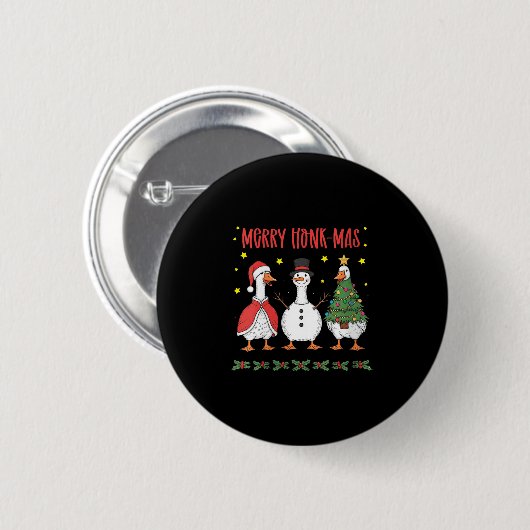 Womens Merry Honk-mas Funny Goose Christmas Humor Button (Vorne & Hinten)
