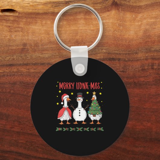 Womens Merry Honk-mas Funny Goose Christmas Humor Schlüsselanhänger (Vorderseite)