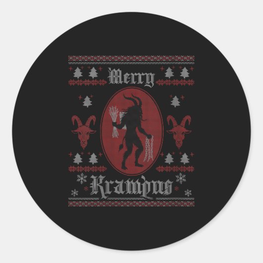 Womens Merry Krampus Horror Soky Evil Funny Ugly C Runder Aufkleber (Vorderseite)