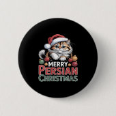 Womens Merry Persian Christmas Cute Cat V-neck Button (Vorderseite)
