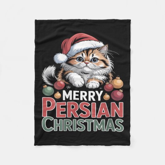 Womens Merry Persian Christmas Cute Cat V-neck Fleecedecke (Vorderseite)