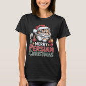 Womens Merry Persian Christmas Cute Cat V-neck T-Shirt (Vorderseite)