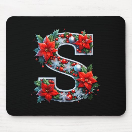Womens Merry S Letter Insettia Snowflakes V-neck  Mousepad (Vorne)