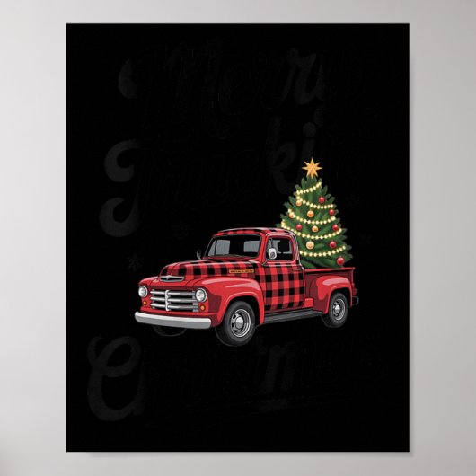 Womens Merry Truckin' Christmas Buffalo Plaid Clic Poster (Vorne)