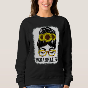 Womens Messy Bun Granma Life Oma Sunflowers Cu Sweatshirt