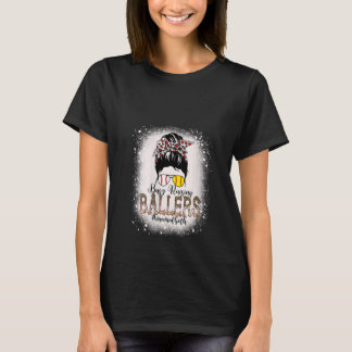 Womens Messy Bun Mama beider Baseball Softball-Bus T-Shirt