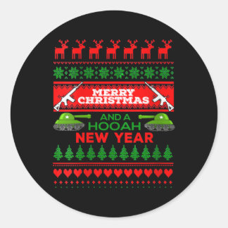 Womens Military Ugly Christmas Sweater Army Runder Aufkleber