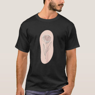 Womens Minimalistic Boho Tulip Blume Line Pastell T-Shirt