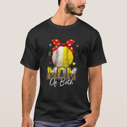 Womens Mom Of Both Baseball And Softball Mom Moth T-Shirt (Vorderseite)