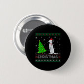 Womens mongoose Xmas Tree Lighting Ugly Weihnachte Button (Vorne & Hinten)