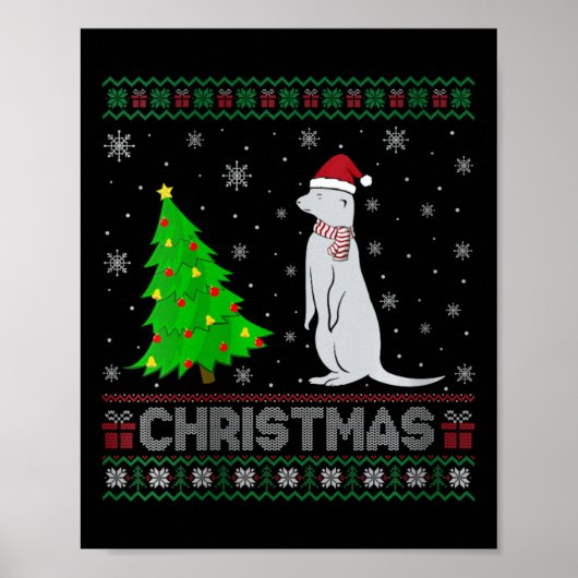 Womens mongoose Xmas Tree Lighting Ugly Weihnachte Poster (Vorne)