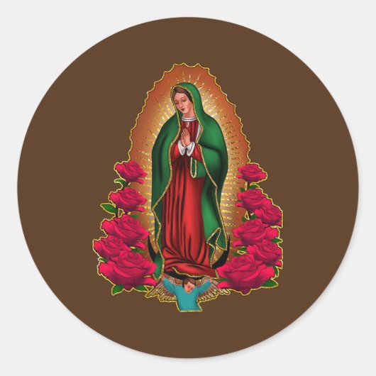 Womens Mother Madre Virgen de Guadalupe Virgin Runder Aufkleber (Vorderseite)