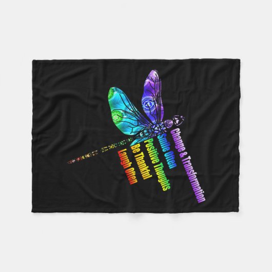 Womens Motivational Insration Gift Dragonfly  Fleecedecke (Vorderseite (Horizontal))