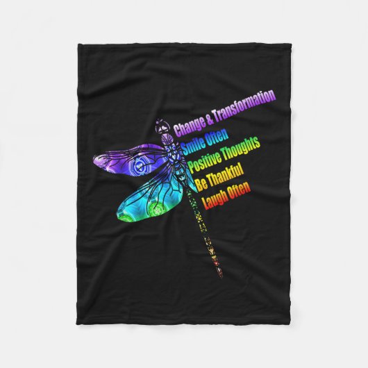 Womens Motivational Insration Gift Dragonfly  Fleecedecke (Vorderseite)