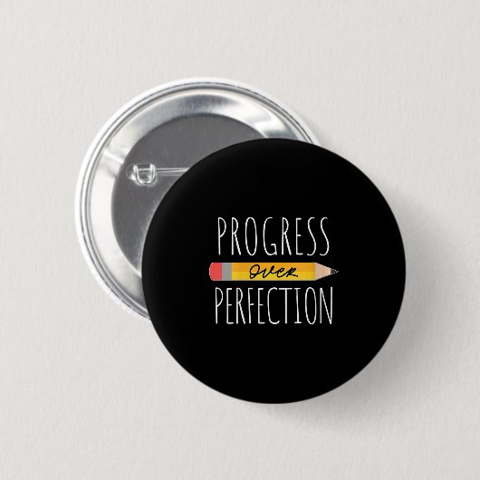 Womens Motivational Progress Over Perfection Back Button (Vorne & Hinten)