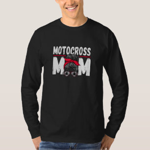Womens Motocross Mama Messy Bun Dirt Bike Rider T-Shirt