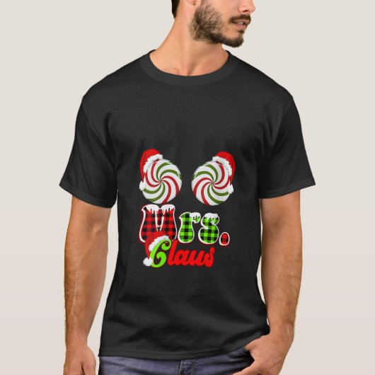 Womens Mrs Claus Couples Cute Peppermint Candy Can T-Shirt (Vorderseite)