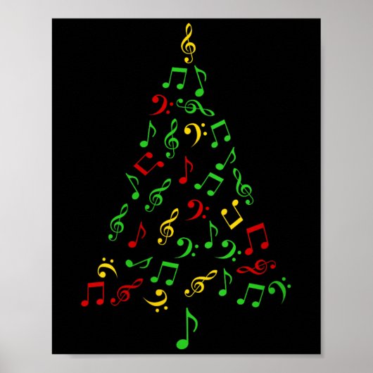 Womens Music Notes Christmas Tree Pajamas Music Lo Poster (Vorne)