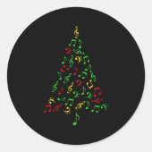 Womens Music Notes Christmas Tree Pajamas Music Lo Runder Aufkleber (Vorderseite)
