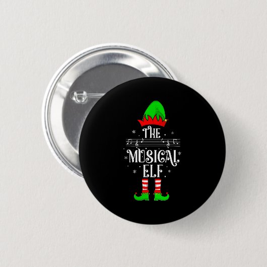 Womens Musical Elf Xmas Christmas Matching Family Button (Vorne & Hinten)