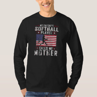 Womens My Favorite Softball Player Calls Me Mother T-Shirt