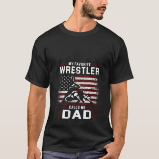Womens My Favorite Wrestler nennt Me Vater USA Fla T-Shirt