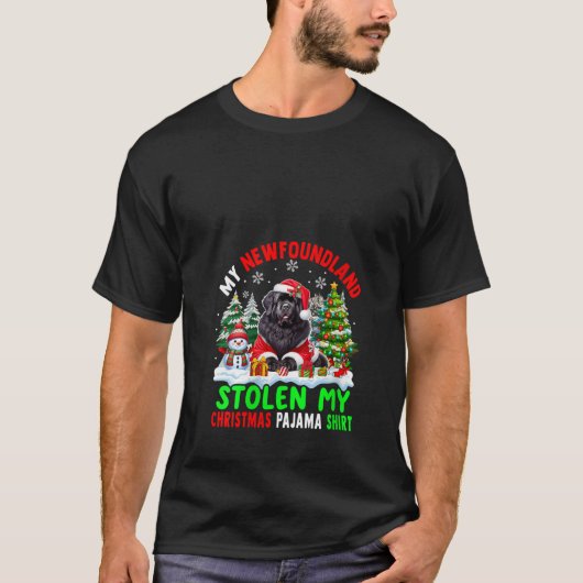 Womens My Newfoundland Stolen My Christmas Pajama T-Shirt (Vorderseite)