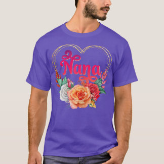 Women's NaNa For Grandma with Heart and Watercolor T-Shirt