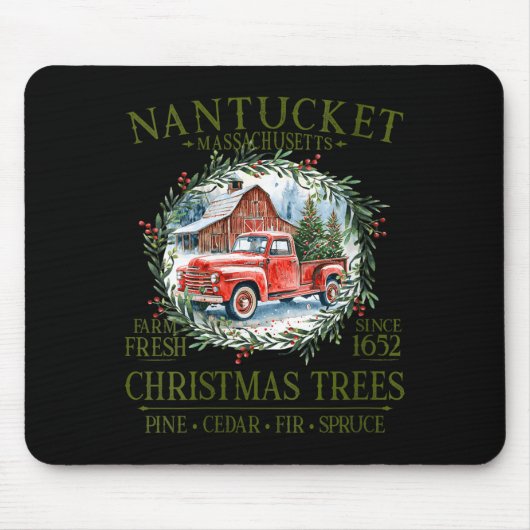 Womens Nantucket Ma Farm Fresh Christmas Trees Gre Mousepad (Vorne)