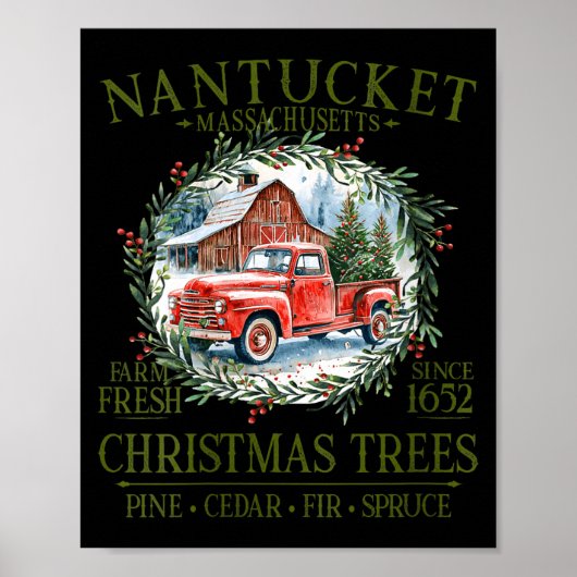 Womens Nantucket Ma Farm Fresh Christmas Trees Gre Poster (Vorne)