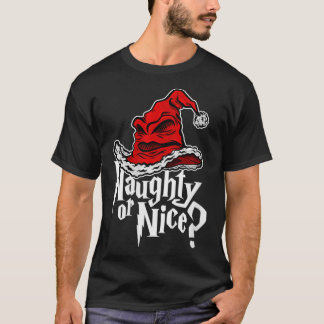 Womens Naughty oder Nice sorted Weihnachtshut VNec T-Shirt