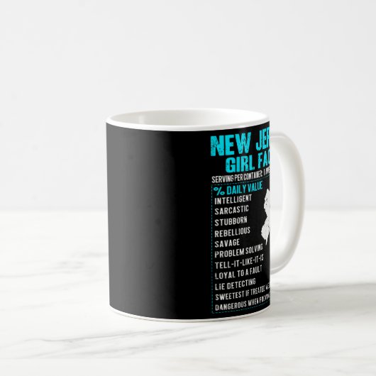 Womens New Jersey Girl Facts Funny Birthday Gift B Kaffeetasse (VorderseiteRechts)