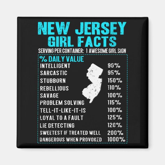 Womens New Jersey Girl Facts Funny Birthday Gift B Magnet (Vorne)