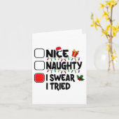 Womens Nice Naughty I Swear I Tried Christmas List Karte (Gelbe Blume)