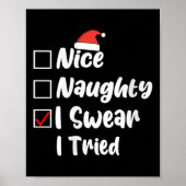 Womens Nice Naughty I Swear I Tried Funny Christma Poster (Vorne)