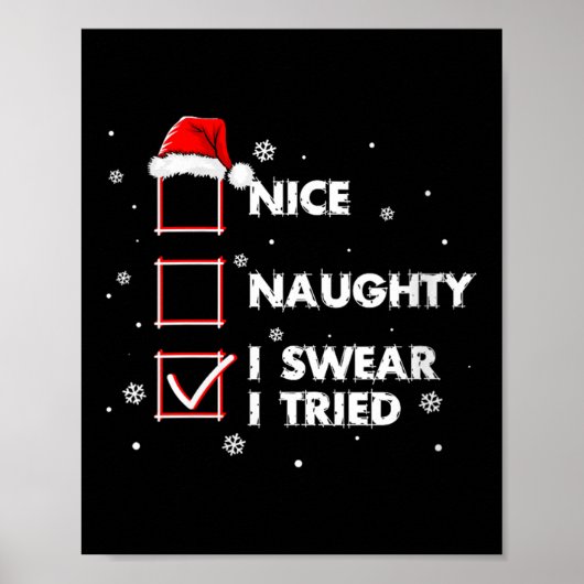 Womens Nice Naughty I Swear I Tried Shirt Adult Sa Poster (Vorne)