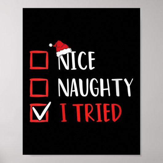 Womens Nice Naughty I Tried Christmas List V-neck Poster (Vorne)