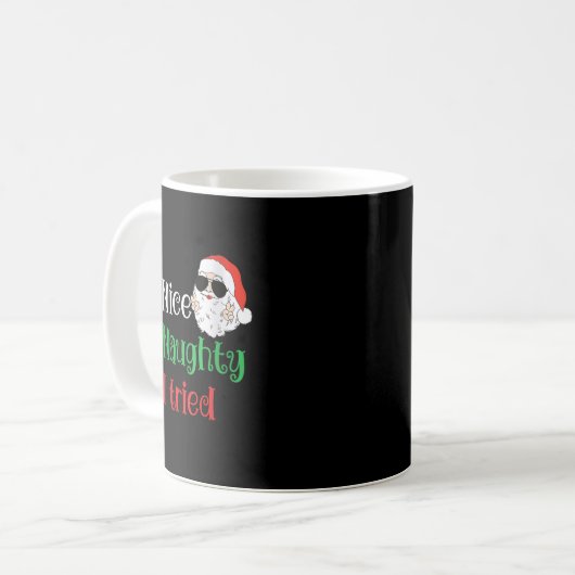 Womens Nice Naughty I Tried List Christmas Santa V Kaffeetasse (Vorderseite Links)