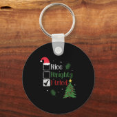 Womens Nice Naughty I Tried List Christmas V-neck Schlüsselanhänger (Vorderseite)