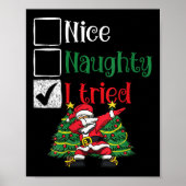 Womens Nice Naughty I Tried List Dabbing Santa Chr Poster (Vorne)